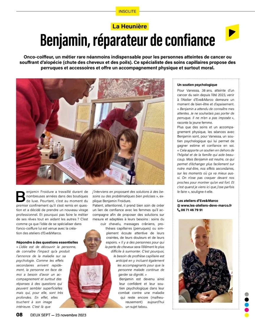 Coupure de Deux Sept du 23 novembre 2023 intitulée « Benjamin, réparateur de confiance ».