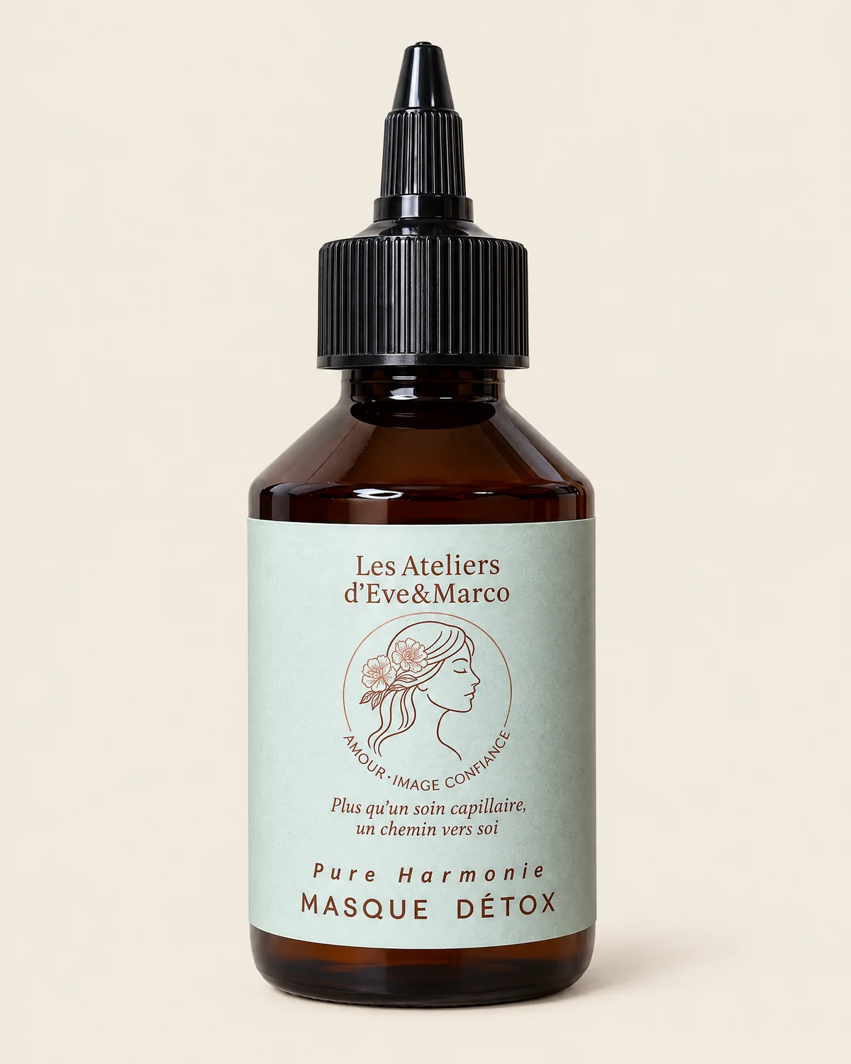 Pure Harmonie, masque détox DÉTOX Les Essences Yiel, en flacon avec embout applicateur.