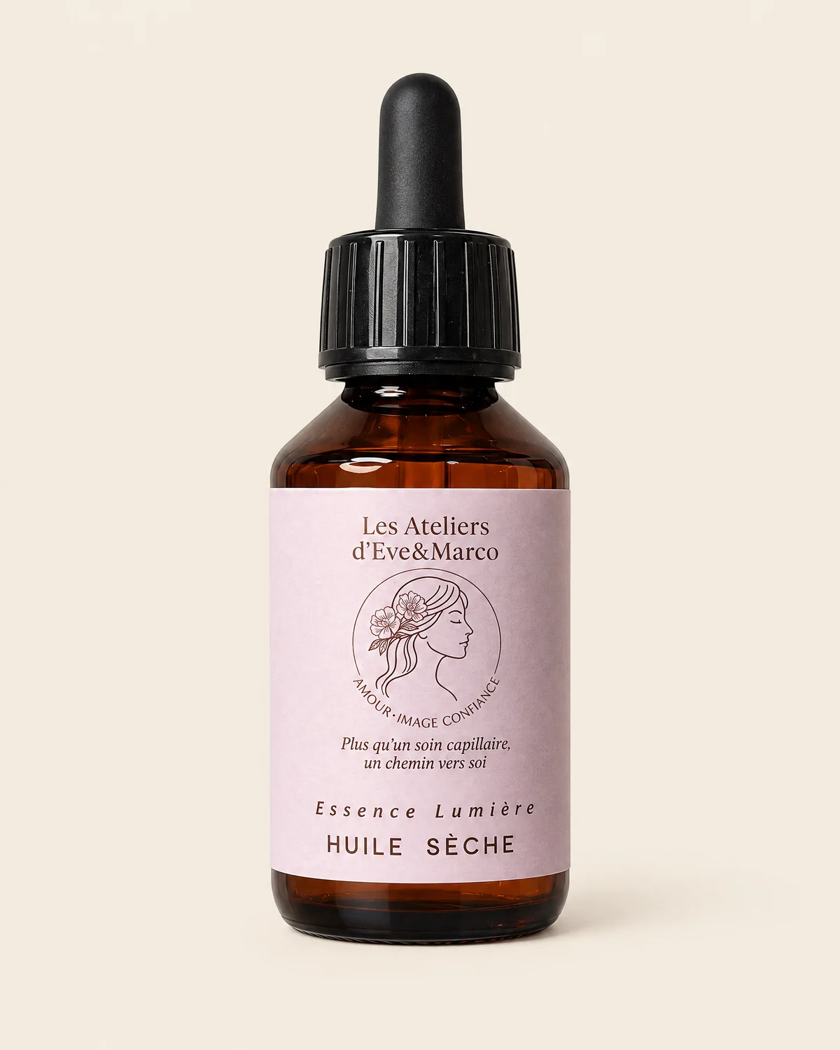Essence Lumière, huile de soin NUTRI Les Essences Yiel, en flacon avec pipette.